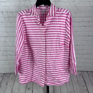 Hinson Wu Xena 3/4 Sleeve Stripe/Gingham Combo Shirt Size Small